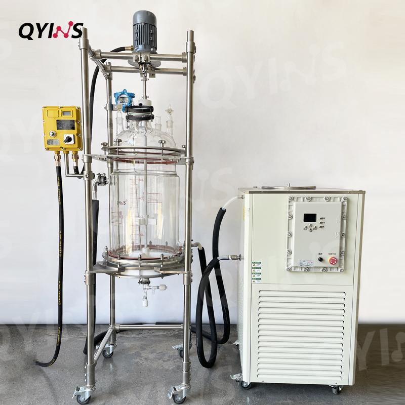夹套全包玻璃固相合成釜50L过滤反应釜