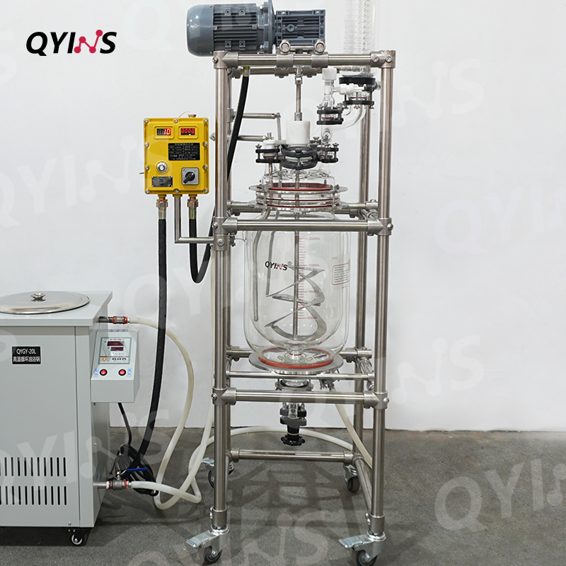 鼓泡器螺带式搅拌桨防爆20L双层玻璃反应釜