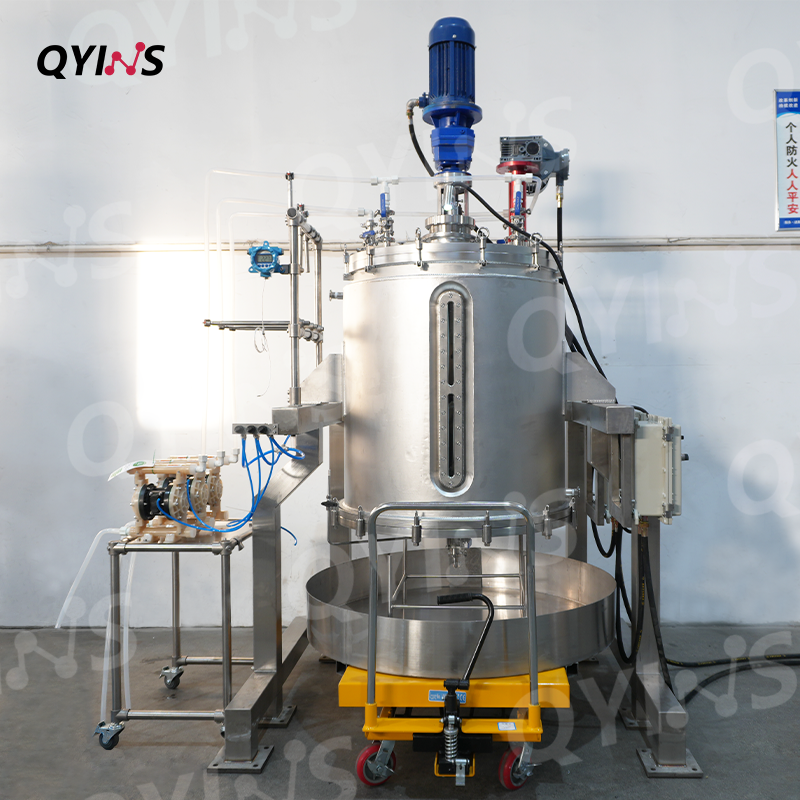 防爆500L不锈钢固相合成过滤釜固液分离不锈钢过滤砂芯抽滤速度快（气动泵进出料）
