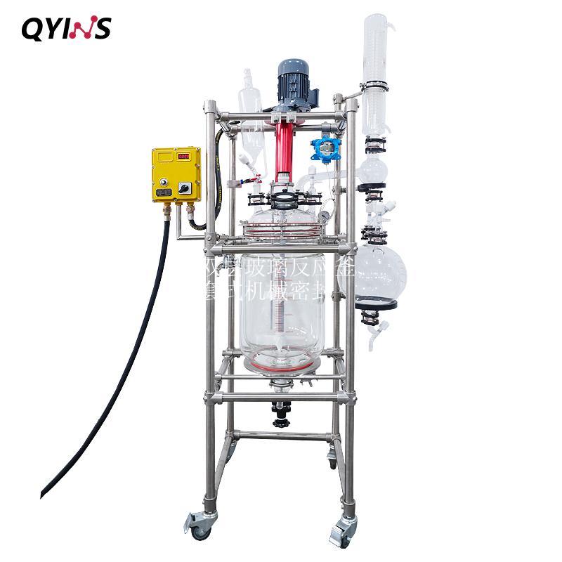 30L双层玻璃反应釜 轴套式机械密封