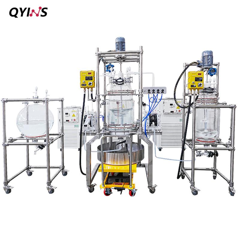 半自动中试多肽合成一条线 30L玻璃夹套全包固相反应釜