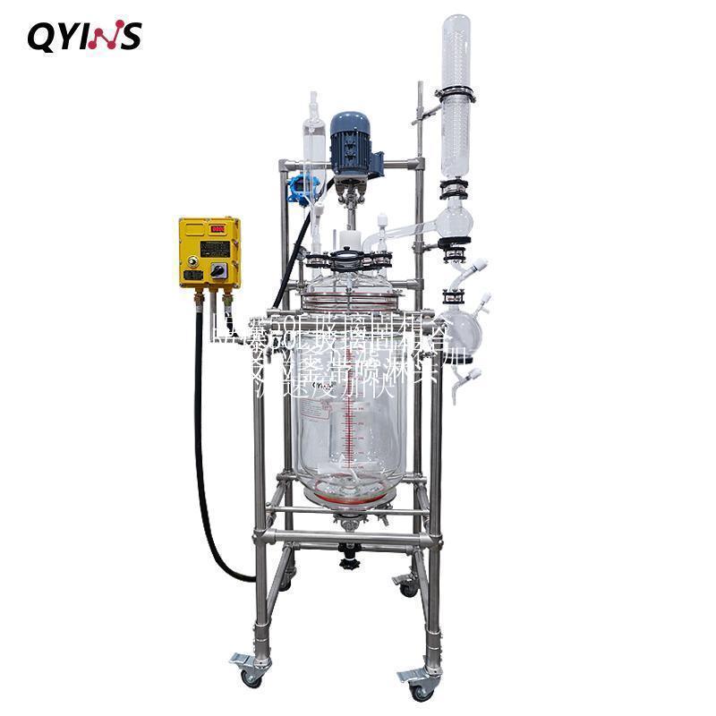 防爆50L玻璃固相合成反应釜过滤直径加大 过滤速度加快